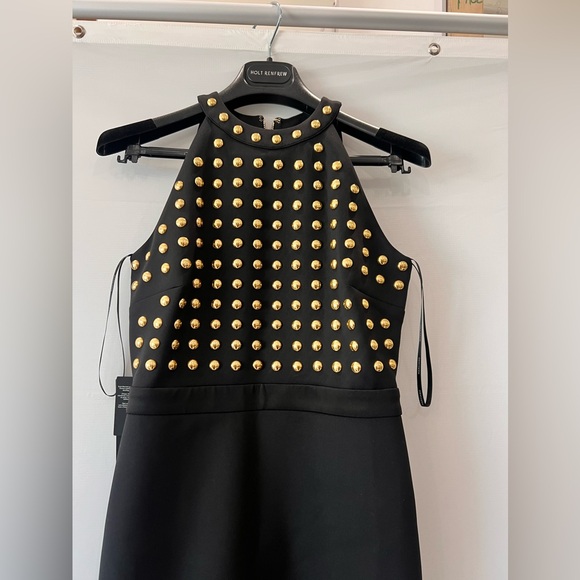 MARCIANO gold studded black midi dress Small - Picture 3 of 5